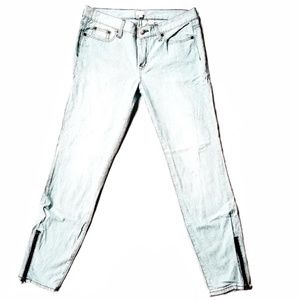 J. Crew Striped Skinny Ankle Zip Denim
